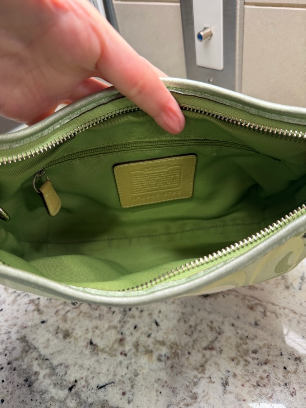 Vintage Coach Light Green Signature Hobo with Tan Trim and Ladybug Accents - Picture 6 of 16